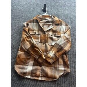 Just Polly New York Women’s Plaid Shacket Jacket Flannel Button Up Size Small